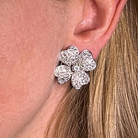 Diamond Flower Earrings in 18 Karat White Gold