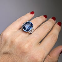 Aquamarine Ring with Diamonds in 14 Karat White Gold