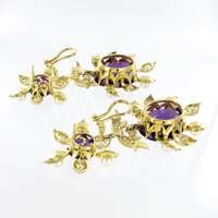 Spectacular Amethyst, Diamond and Pearl Suite in Yellow and White Gold Spectacular Amethyst, Diamond and Pearl Suite in Yellow and White Gold