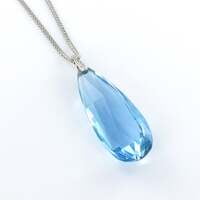 Aquamarine Briolette and Diamond Necklace in 18 Karat White Gold