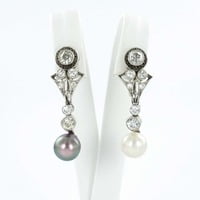 Art Deco Certified Natural Pearls and Diamond Platinum Drop Earrings
