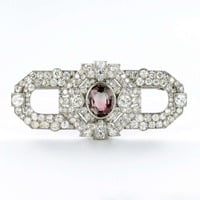 Art Deco Tourmaline and Diamond Platinum Brooch