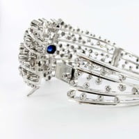 Decorative Sapphire and Diamond Bangle in White Gold 18 Karat