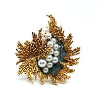 Gübelin Brooch with Abalone and Cultural Pearls in 18 Karat Yellow Gold