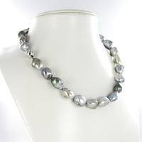 Beautiful Baroque Tahitian Cultured Pearl and Diamond Necklace