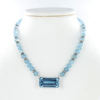 24.24 Carat Aquamarine Necklace in 18 Karat White Gold with Diamonds