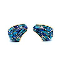 Black Opal Earrings in 18 Karat Rose Gold Black Opal Earrings in 18 Karat Rose Gold