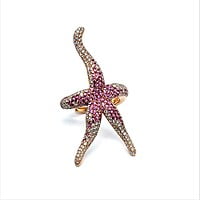 Pink Sapphire and Diamond Sea Star Ring in 18 Karat Rose Gold Pink Sapphire and Diamond Sea Star Ring in 18 Karat Rose Gold