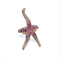 Pink Sapphire and Diamond Sea Star Ring in 18 Karat Rose Gold