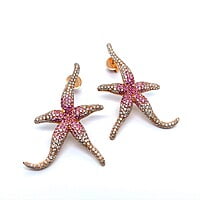 Pink Sapphire and Diamond Sea Stars Earrings in 18 Karat Rose Gold