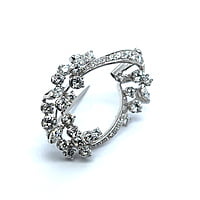 Floral Gübelin Brooch with Diamonds in 18 Karat White Gold