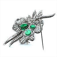 Mesmerizing Colombian Emerald Brooch with Diamonds in Platinum