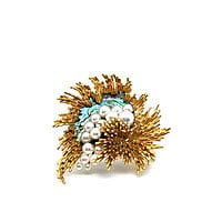 Gübelin Brooch with Abalone and Cultural Pearls in 18 Karat Yellow Gold