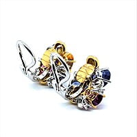 Playful Multi-Colored Sapphire Earrings in 18 Karat White and Yellow Gold