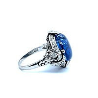 Alluring Sapphire Ring in Platinum with Old Cut Diamonds Alluring Sapphire Ring in Platinum with Old Cut Diamonds