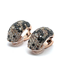 Earrings with White, Black and Champange Diamonds in 18 Karat Red Gold