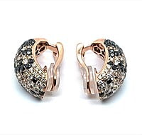 Earrings with White, Black and Champange Diamonds in 18 Karat Red Gold