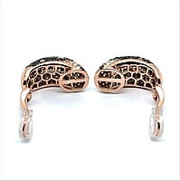 Earrings with White, Black and Champange Diamonds in 18 Karat Red Gold