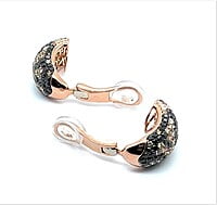 Earrings with White, Black and Champange Diamonds in 18 Karat Red Gold
