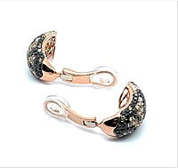 Earrings with White, Black and Champange Diamonds in 18 Karat Red Gold Earrings with White, Black and Champange Diamonds in 18 Karat Red Gold