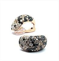 Earrings with White, Black and Champange Diamonds in 18 Karat Red Gold