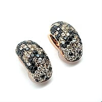 Earrings with White, Black and Champange Diamonds in 18 Karat Red Gold