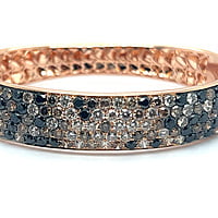 Bangle with White, Black and Champange Diamonds in 18 Karat Red Gold Bangle with White, Black and Champange Diamonds in 18 Karat Red Gold
