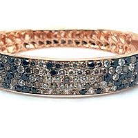 Bangle with White, Black and Champange Diamonds in 18 Karat Red Gold