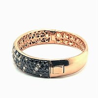 Bangle with White, Black and Champange Diamonds in 18 Karat Red Gold