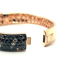 Bangle with White, Black and Champange Diamonds in 18 Karat Red Gold Bangle with White, Black and Champange Diamonds in 18 Karat Red Gold