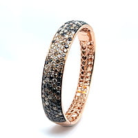 Bangle with White, Black and Champange Diamonds in 18 Karat Red Gold