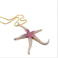 Pink Sapphire and Diamond Sea Star Necklace in 18 Karat Rose Gold