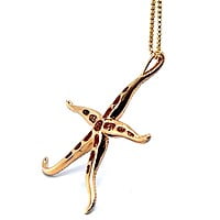 Pink Sapphire and Diamond Sea Star Necklace in 18 Karat Rose Gold