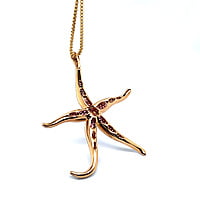 Pink Sapphire and Diamond Sea Star Necklace in 18 Karat Rose Gold