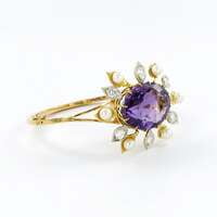Spectacular Amethyst, Diamond and Pearl Suite in Yellow and White Gold Spectacular Amethyst, Diamond and Pearl Suite in Yellow and White Gold
