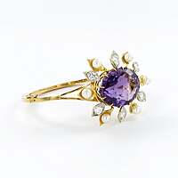 Spectacular Amethyst, Diamond and Pearl Suite in Yellow and White Gold