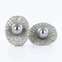 Fabulous Tahitian Cultured Pearl Diamond Earclips