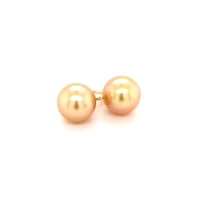 Golden South Sea Cultured Pearl Earstuds in 18 Karat Yellow Gold