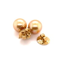 Golden South Sea Cultured Pearl Earstuds in 18 Karat Yellow Gold