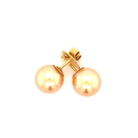 Golden South Sea Cultured Pearl Earstuds in 18 Karat Yellow Gold