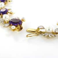 Spectacular Amethyst, Diamond and Pearl Suite in Yellow and White Gold Spectacular Amethyst, Diamond and Pearl Suite in Yellow and White Gold