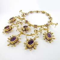 Spectacular Amethyst, Diamond and Pearl Suite in Yellow and White Gold