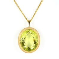 Massive Lemonquarz Pendant Necklace in Yellow Gold 750