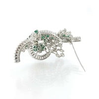 Emerald And Diamond Brooch in Platinum 950 Emerald And Diamond Brooch in Platinum 950