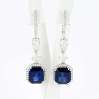 Sapphire and Diamond Drop Earrings in White Gold