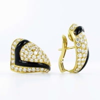 Pair of 18 Karat Gold, Black Chalcedony Diamond Earclips Pair of 18 Karat Gold, Black Chalcedony Diamond Earclips