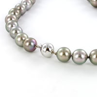 Tahitian Cultured Pearl Necklace with White Gold Ball Fermoir