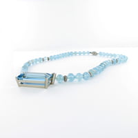 24.24 Carat Aquamarine Necklace in 18 Karat White Gold with Diamonds