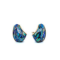 Black Opal Earrings in 18 Karat Rose Gold Black Opal Earrings in 18 Karat Rose Gold