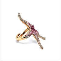 Pink Sapphire and Diamond Sea Star Ring in 18 Karat Rose Gold